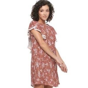 MASON & BELLE  floral ruffle & lace shift dress